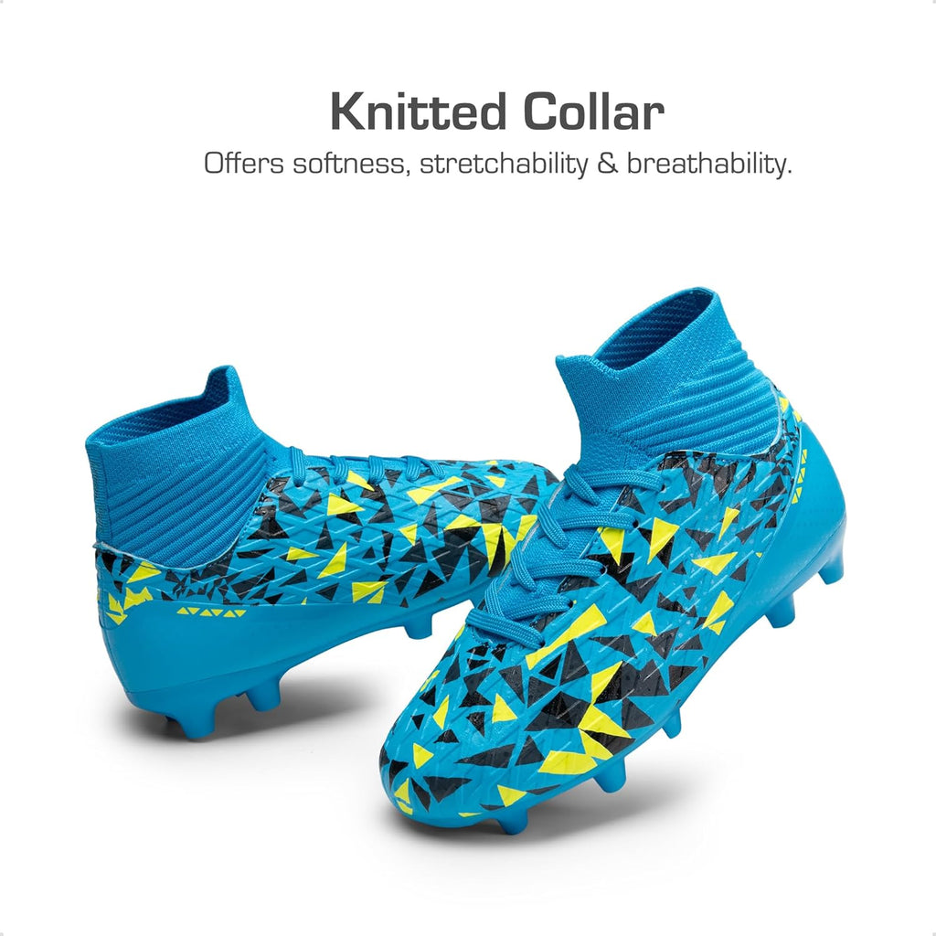 Boys Football Cleats Youth High Top Firm Ground Soccer Shoes for Little/Big Kids