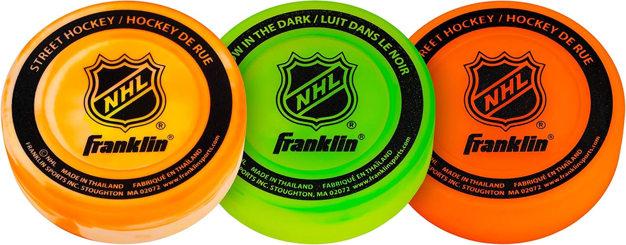 Franklin Sports NHL Street Hockey Puck - No Bounce Outdoor Street + Roller Hockey Puck - Official Size for Kids + Adult Games - 1 & 3 Packs