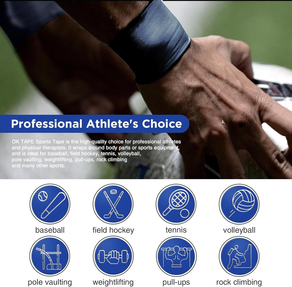 4 Rolls Athletic Tape, Sports Tape, Very Strong Easy Tear Wrist Ankle Tape, No Sticky Residue | Athletes, Medical, Athletic Trainers- 1.5Inch X 15Yards (Blue)