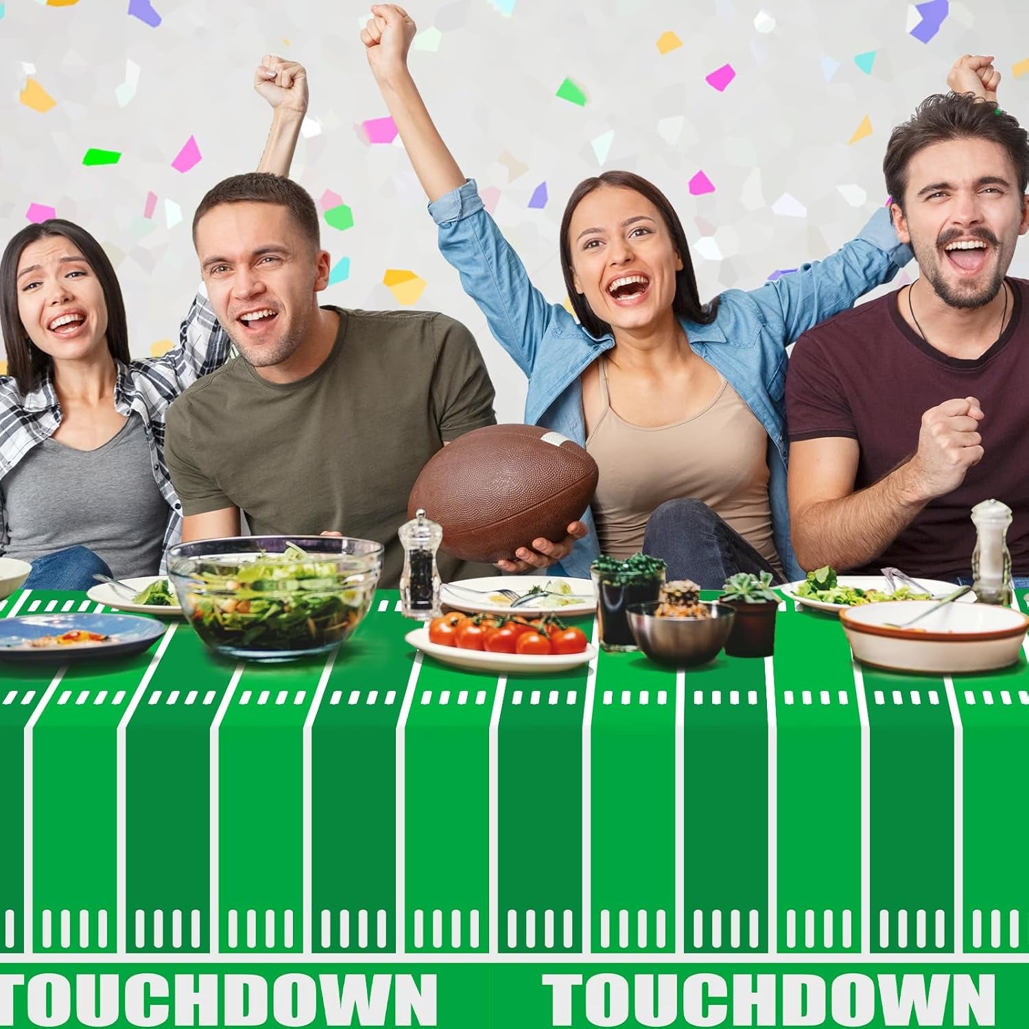 Football Party Decorations Disposable Tablecloth Plastic Touchdown Table Cover for Birthday Football Party Games Decoration 54 X 108Inch，2 Pack