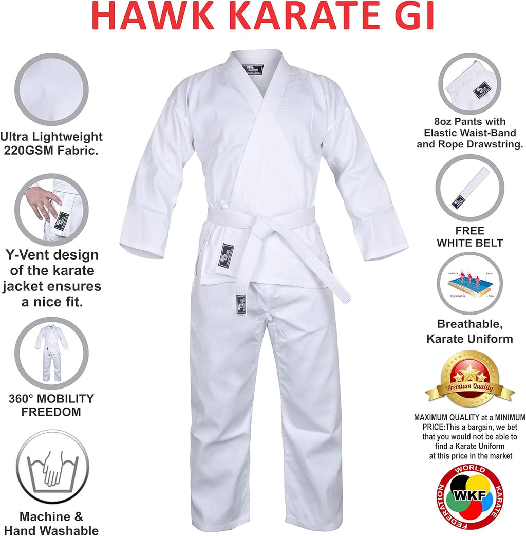 Karate Uniform for Kids & Adults Lightweight Student Karate Gi Martial Arts Uniform with Belt