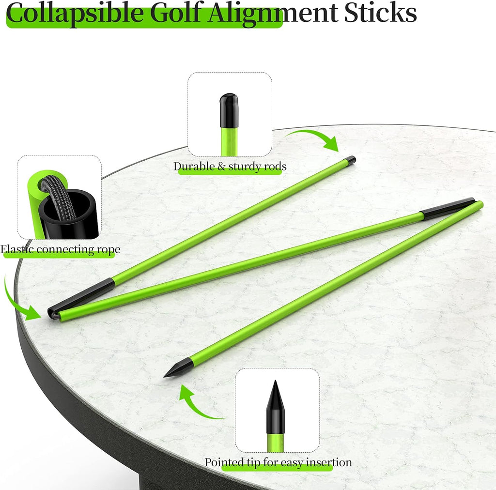 Golf Alignment Stick, 2 Set Golf Alignment Rods, 48" Collapsible Alignment Stick Golf Training Aid for Aiming, Putting, Posture Corrector, Golf Practice Sticks with Clear Tube Case