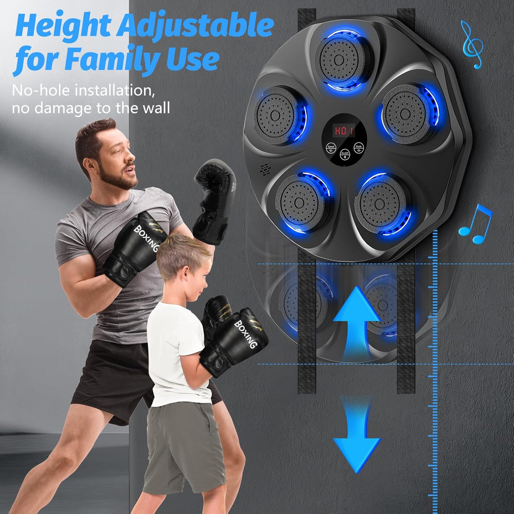 Music Boxing Machine, Interactive Punching Trainer with Boxing Gloves, Large Size Wall Mounted Electronic Boxing Target for Adult Kids, 9 Modes & 9 Speeds