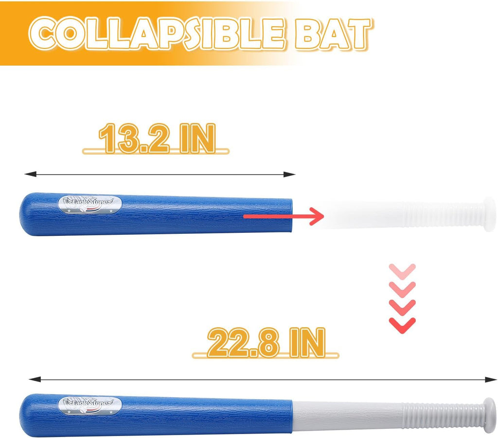 Baseball Tee，T-Ball Set for Kids Ages 3-5, Toddler Baseball Set with Step-On Pitching Machine, Adjustable Batting Tee, Bat and 6 Balls - Perfect Outdoor Christmas Toys Gift for Boys