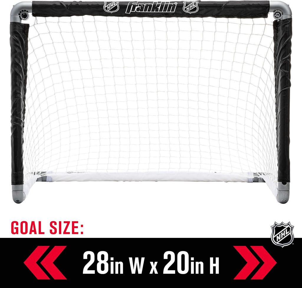Franklin Sports NHL Kids Mini Hockey Goal Set - (2) Mini + Knee Hockey Goals, (4) Youth Sticks, (2) Goalie Sticks + (4) Foam Balls - Knee + Mini Hockey Set