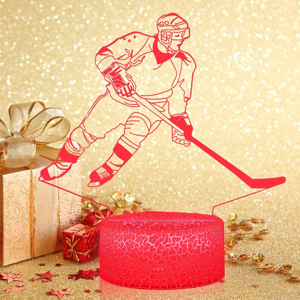 Teenager Chrismas Gifts Xmas Gift 3D Illusion Hockey Night Light Lamp 16 Color Changing Smart Touch&Remote Control Birthday Gift for Boys and Girls Hockey Lover