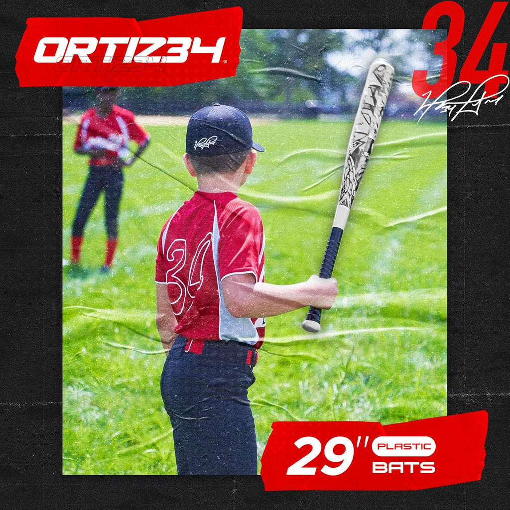 Grand Slam Set- Graffiti Plastic Bat, David Ortiz Backyard Baseball Set with 3 Balls, 4 Throw down Bases