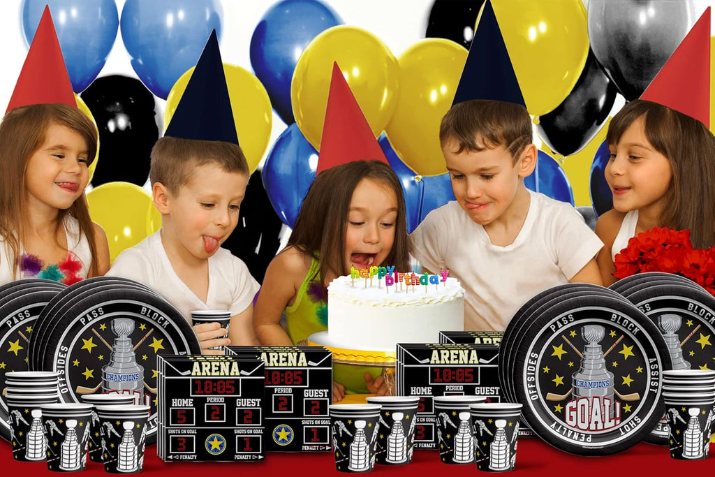 Hockey Birthday Party Supplies Set Plates Napkins Cups Tableware Kit for 16