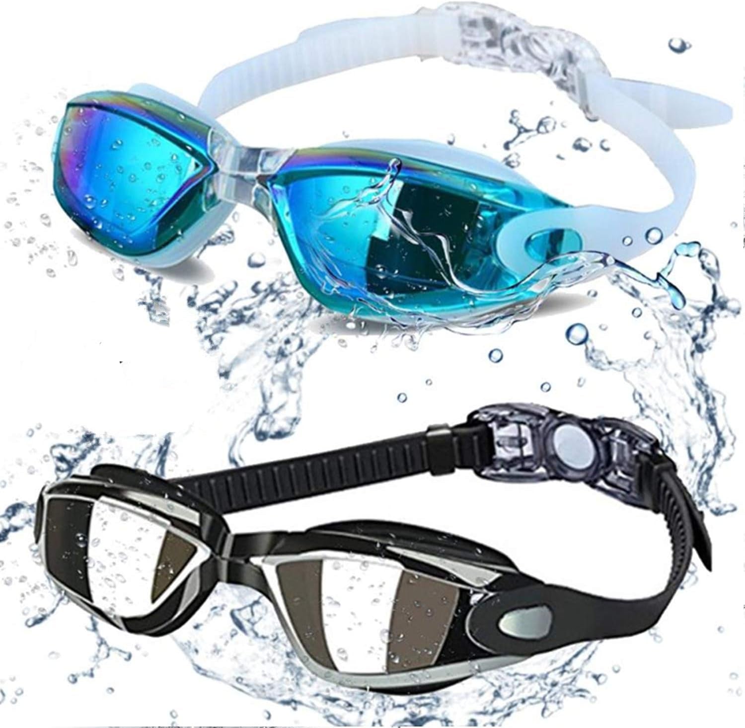 Swim Goggles - Swimming Goggles,Pack of 2 Professional anti Fog No Leaking UV Protection Wide View for Women Men Adult Youth Kids