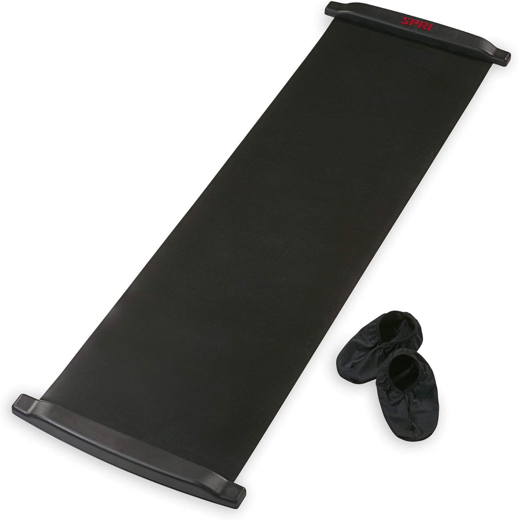 Slide Board (71" L X 20" W) with End Stops, Sliding Booties, Mesh Carrying Bag and Exercise Guide for Low Impact Balance Training (Skating, Hockey)