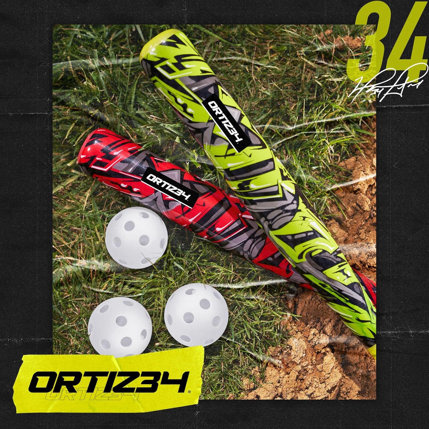 Bat & Ball Set - Graffiti Plastic Bat & Ball Homerun Set- David Ortiz Backyard Baseball Set for Youth, Kids, Teenagers, Adults (Bat & Ball Set, Blue)