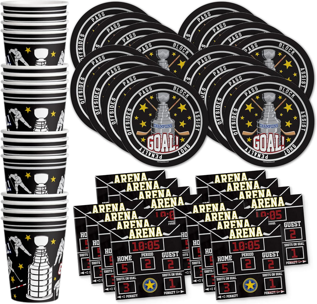 Hockey Birthday Party Supplies Set Plates Napkins Cups Tableware Kit for 16