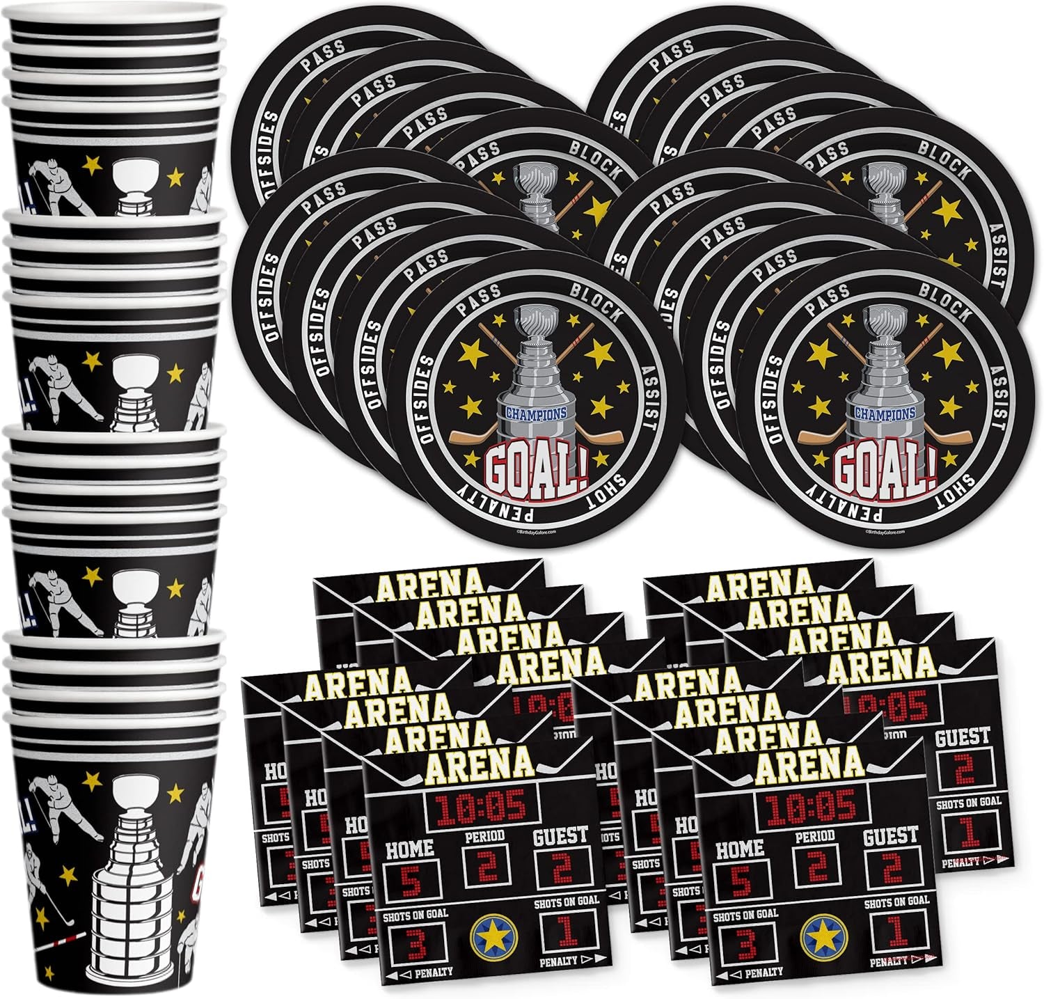 Hockey Birthday Party Supplies Set Plates Napkins Cups Tableware Kit for 16