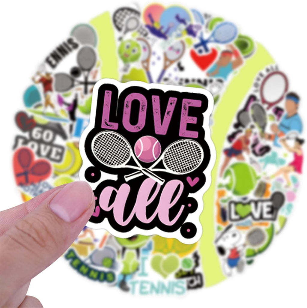 57PCS Tennis Stickers,Motivational Sport Water Bottle Stickers,Ball Team Gifts for Sports Lovers,Teens and Adults Ball Party Favors, Tennis Decorations