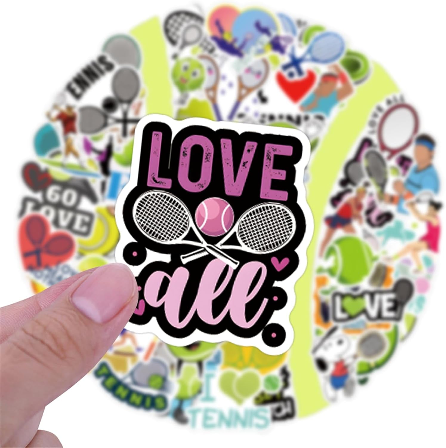 57PCS Tennis Stickers,Motivational Sport Water Bottle Stickers,Ball Team Gifts for Sports Lovers,Teens and Adults Ball Party Favors, Tennis Decorations