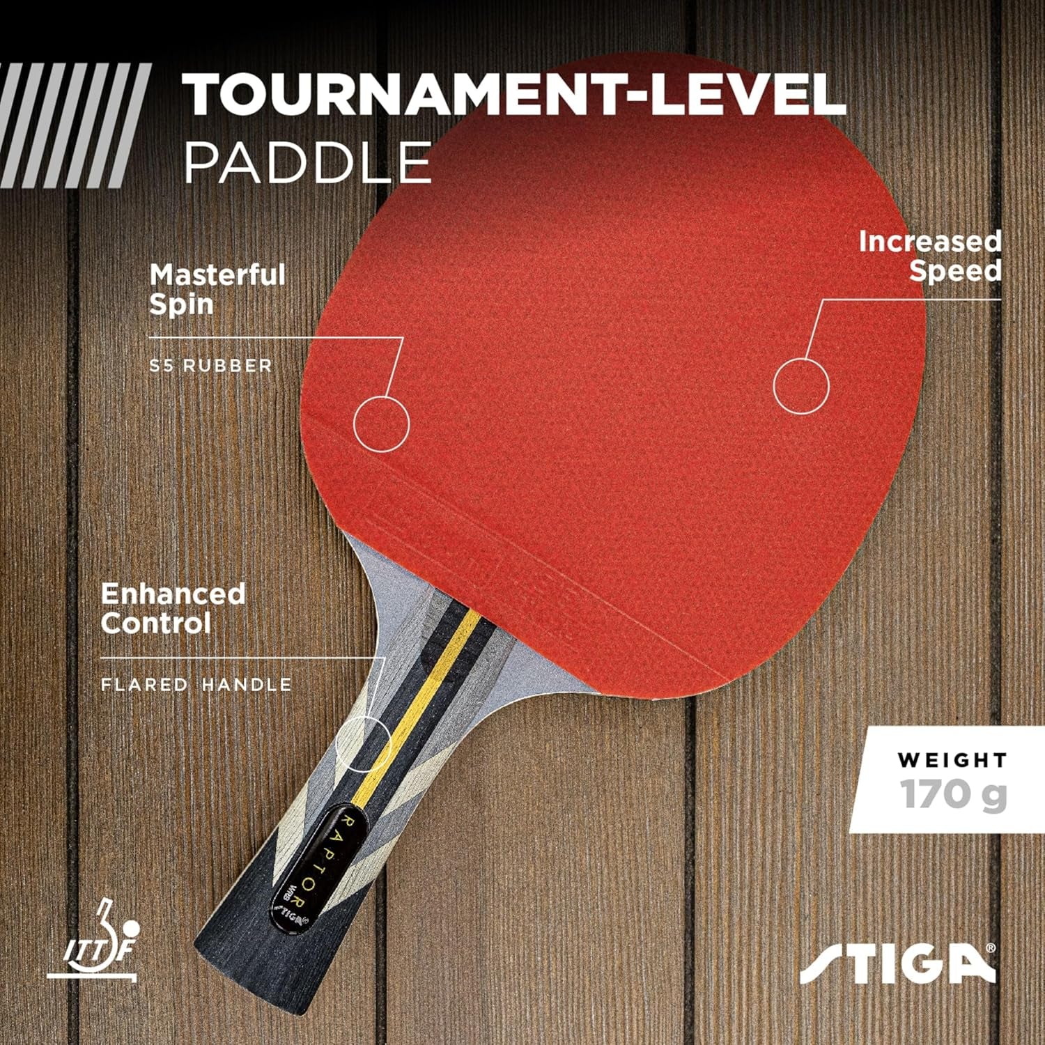 Pro Carbon + Raptor Performance-Level Table Tennis Rackets with Carbon Technology for Tournament Play - 7-Ply Blade with Flared Handles - 2Mm Sponge for Enhanced Control and Speed