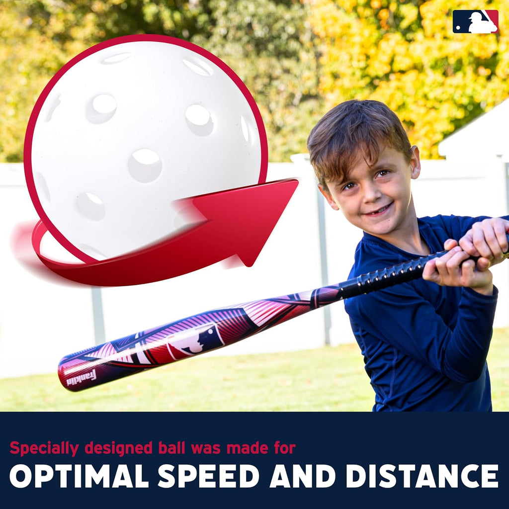 Franklin Sports Kids Plastic Baseball Bat + Balls Set - MLB Slammin' Toy Bat & Ball Set for Kids - Youth 30" Inch Plastic Baseball Bat & Plastic Baseball - Kids Bat + Ball Set