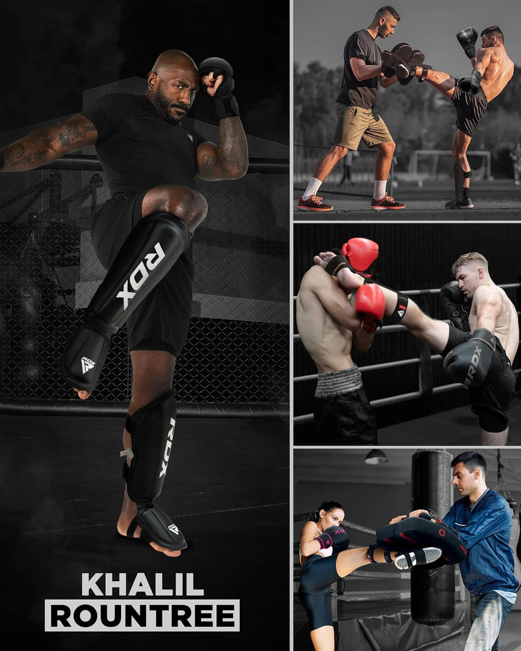 Shin Guards Kickboxing Muay Thai, SATRA SMMAF Approved, Premium Maya Hide Leather, Leg Instep Protection Pads, MMA Martial Arts Kicking Sparring Training Gear, BJJ Karate Boxing Taekwondo, Black
