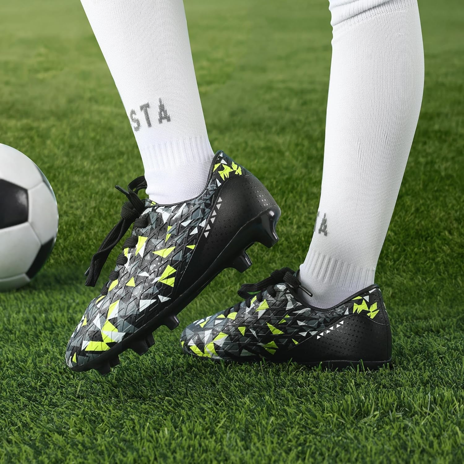 Boys Girls Soccer Cleats Youth Firm Groud Athletic Outdoor Trainning Football Shoes for Little/Big Kid