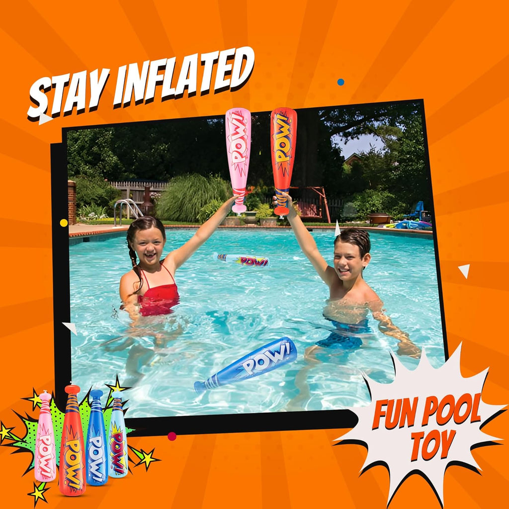 Pow Inflatable Baseball Bat - (Pack of 12) 20 Inch Inflatable Toy Bat, Carnival Prizes, Baseball Party Favors Goodie Bag Stuffers, Decorations Party Prizes for Kids