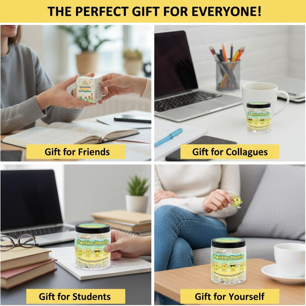 Positive Tennis Jar with 60 Affirmation Cards, Inspirational Tennis Gifts for Women and Men, Fun Motivation Jar for Tennis Lovers, Coach Appreciation Present, Cool Decor for Girls and Sports Fans
