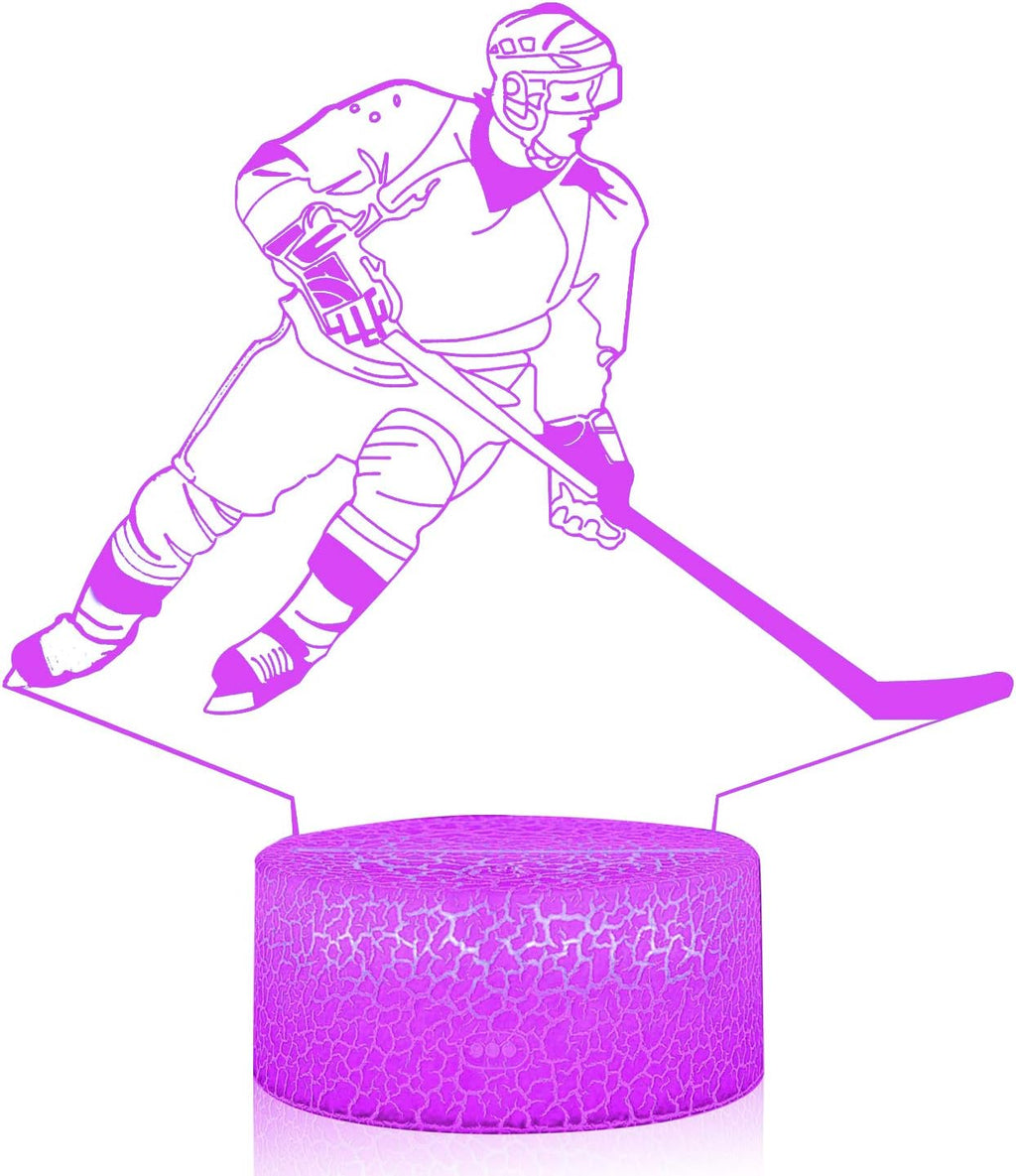Teenager Chrismas Gifts Xmas Gift 3D Illusion Hockey Night Light Lamp 16 Color Changing Smart Touch&Remote Control Birthday Gift for Boys and Girls Hockey Lover