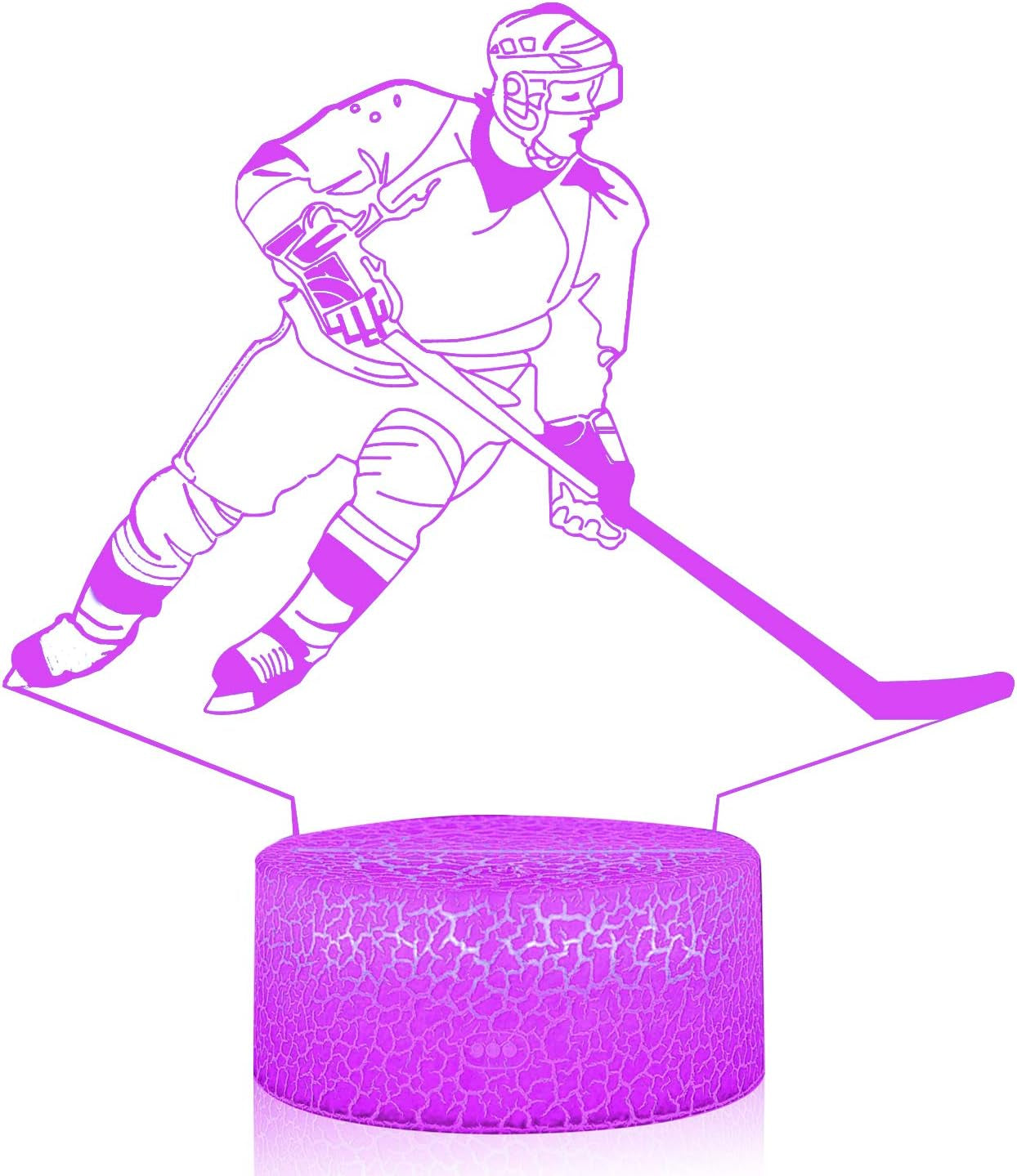 Teenager Chrismas Gifts Xmas Gift 3D Illusion Hockey Night Light Lamp 16 Color Changing Smart Touch&Remote Control Birthday Gift for Boys and Girls Hockey Lover