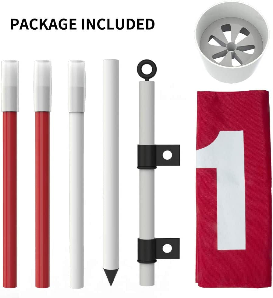 Golf Flagstick 6Ft Golf Flag and Cup for Yard Pro Detachable Golf Hole Cup and Flag for Driving Range Backyard Upgrade Anti-Rust Glass Fiber 5-Section Design with Connectors