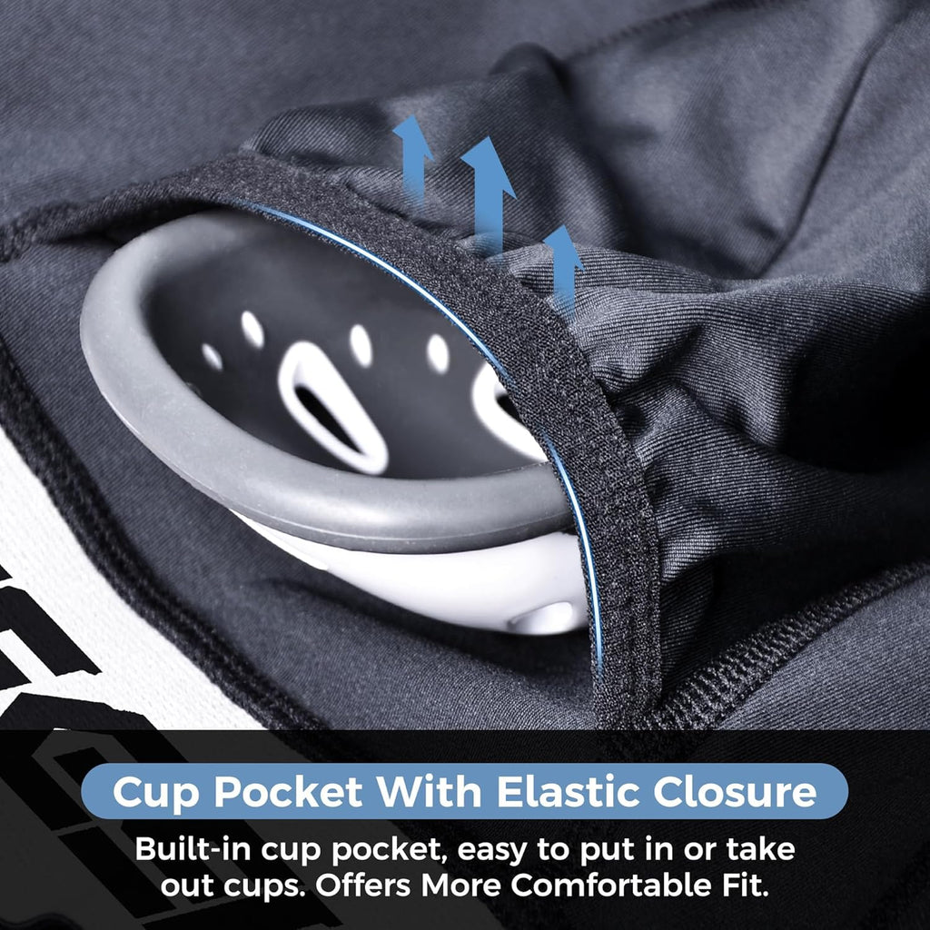 Youth Boys Football Baseball Compression Shorts W/Cup Protector Athletic Sliding Underwear Lacrosse Cricket