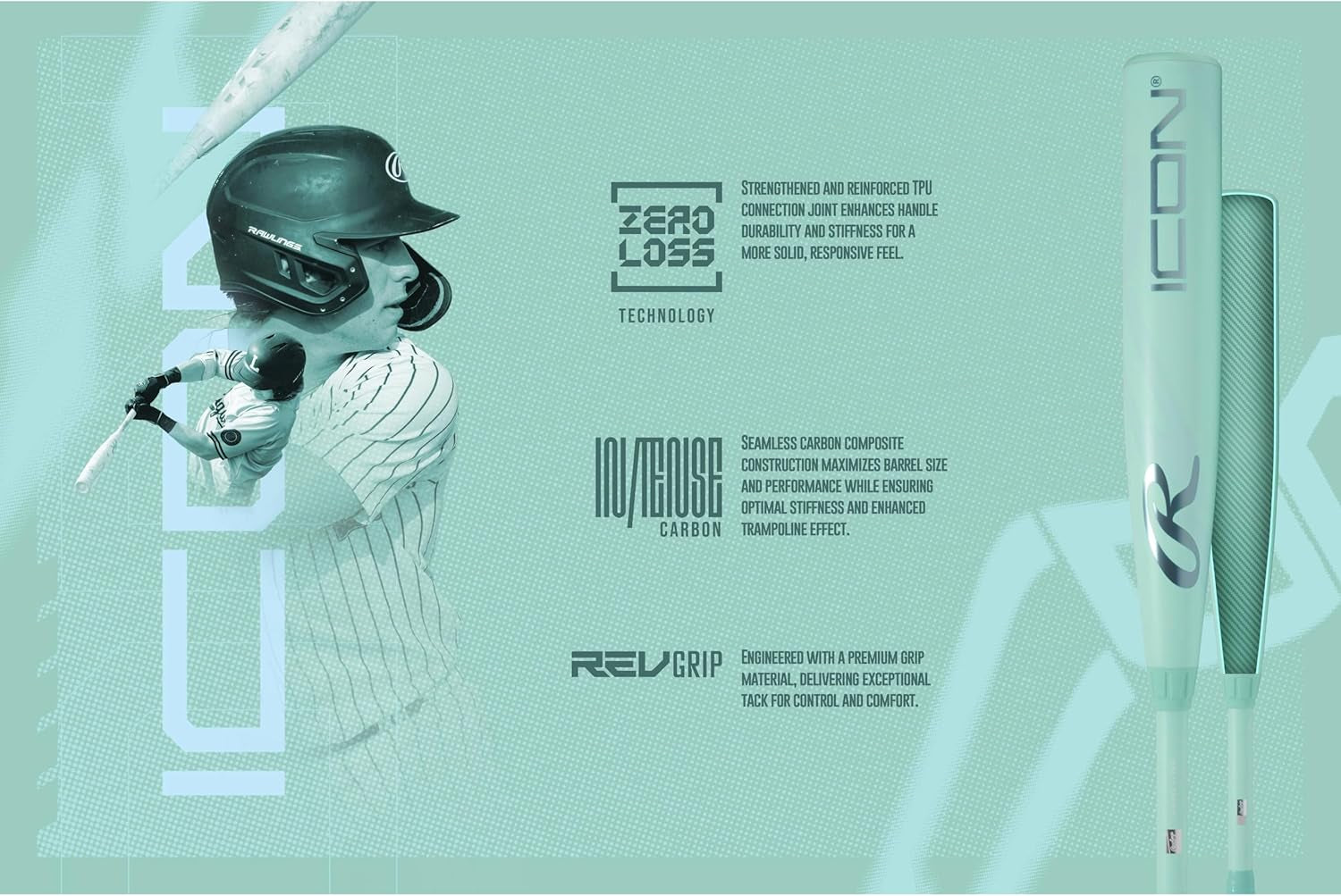 | 2026 | ICON Baseball Bat | BBCOR | -3 Drop | 2 5/8” Barrel | 2 Pc. Composite