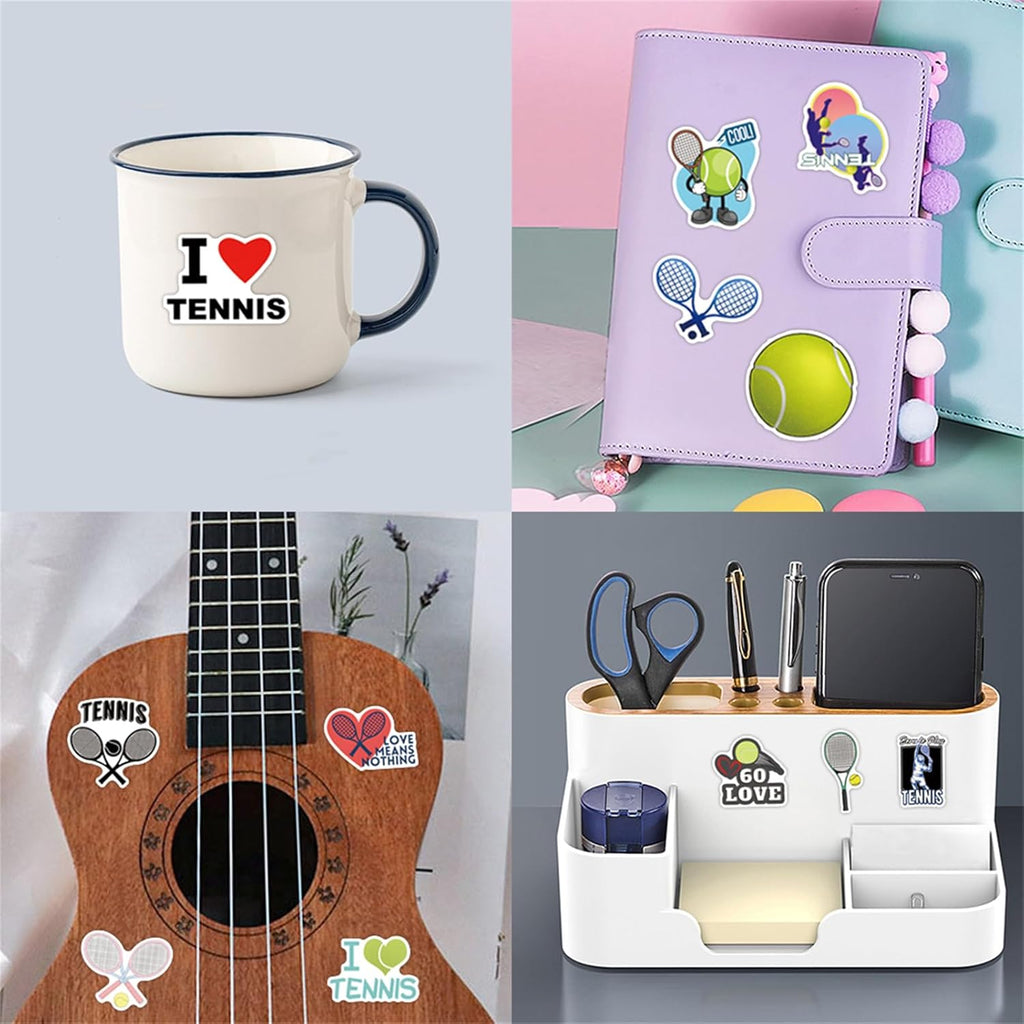 57PCS Tennis Stickers,Motivational Sport Water Bottle Stickers,Ball Team Gifts for Sports Lovers,Teens and Adults Ball Party Favors, Tennis Decorations