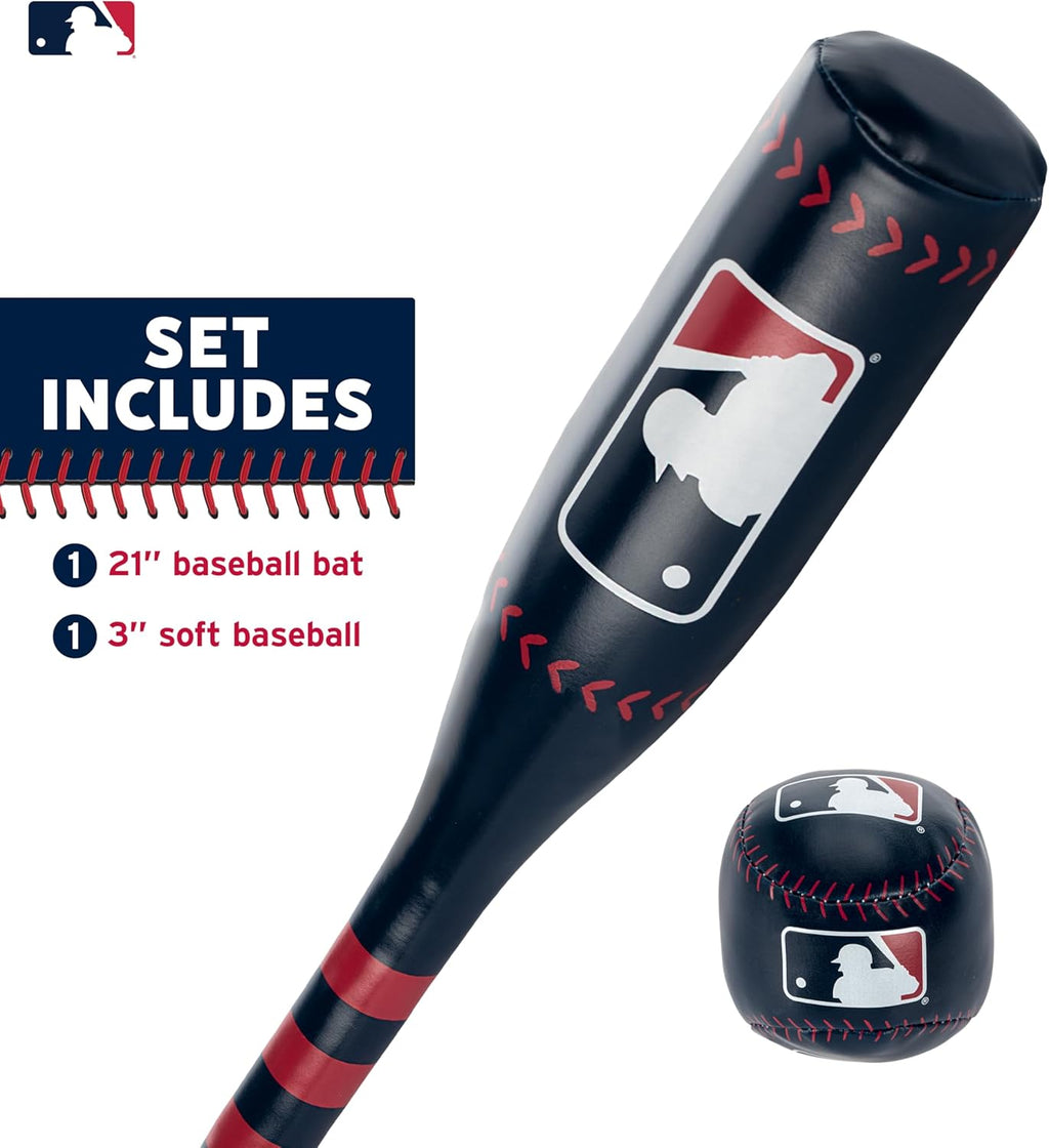 Franklin Sports MLB 21" Soft Sport Bat & Ball - Blue - Lightweight Kids Bat + Ball