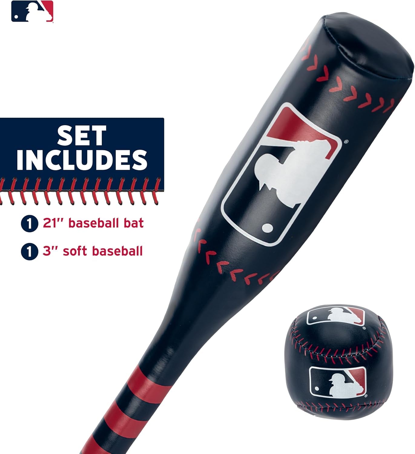 Franklin Sports MLB 21" Soft Sport Bat & Ball - Blue - Lightweight Kids Bat + Ball
