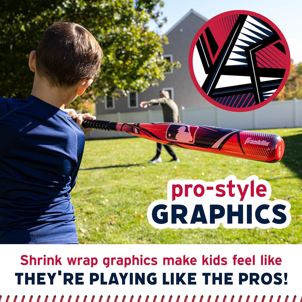 Franklin Sports Kids Plastic Baseball Bat + Balls Set - MLB Slammin' Toy Bat & Ball Set for Kids - Youth 30" Inch Plastic Baseball Bat & Plastic Baseball - Kids Bat + Ball Set