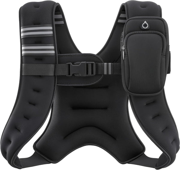 Weighted Vest, 6Lb/8Lb/12Lb/16Lb/20Lb/25Lb/30Lb Weight Vest with Reflective Stripe for Workout, Strength Training, Running, Fitness, Muscle Building, Weight Loss, Weightlifting