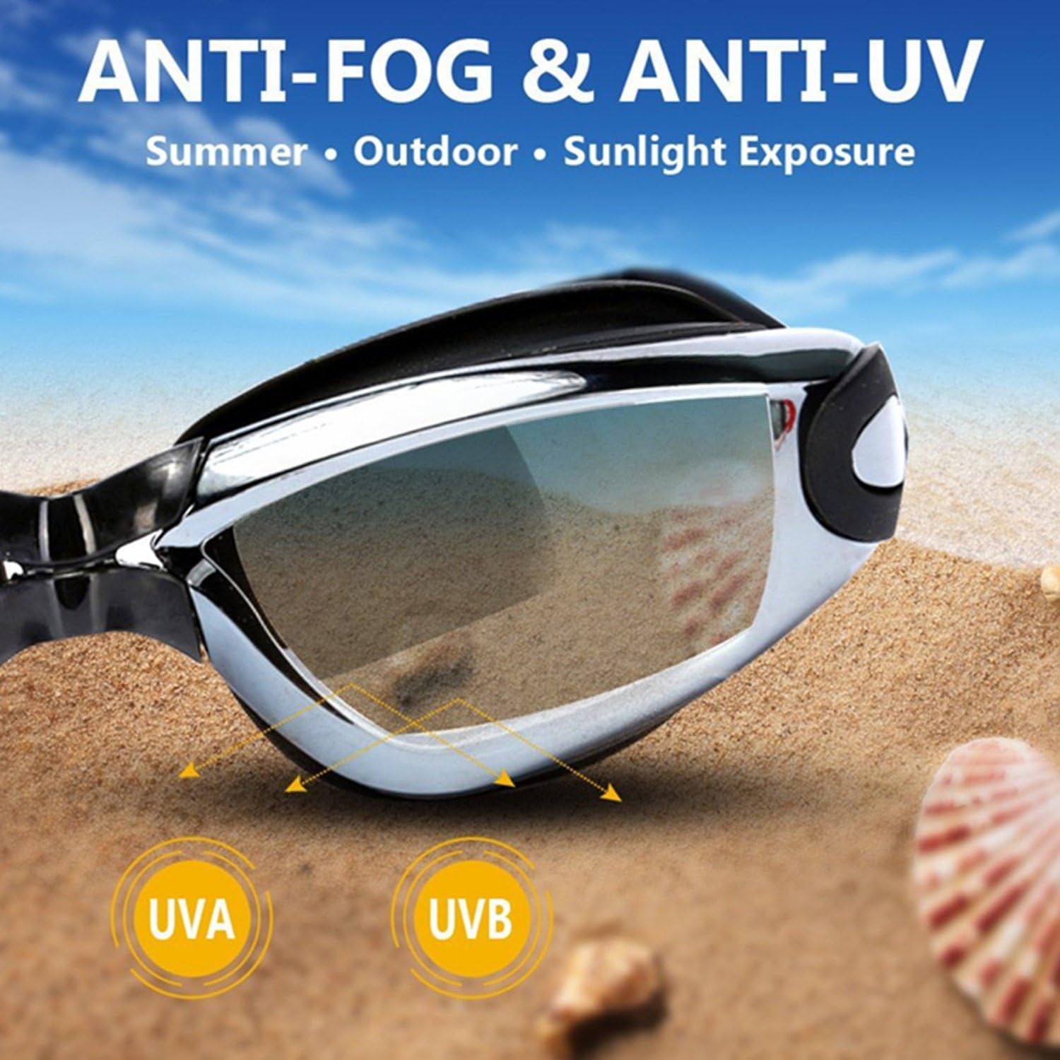 Swim Goggles - Swimming Goggles,Pack of 2 Professional anti Fog No Leaking UV Protection Wide View for Women Men Adult Youth Kids