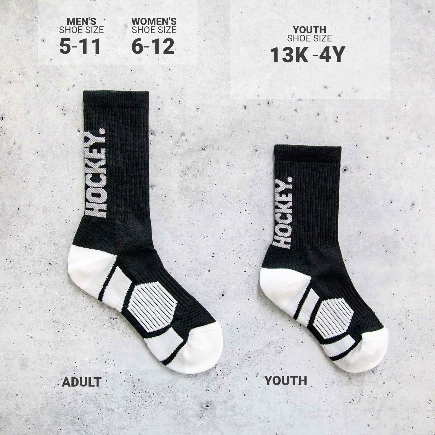 Hockey Socks - Performance Crew Socks for Hockey Players - Multiple Designs & Colors - Youth & Adult Sizes