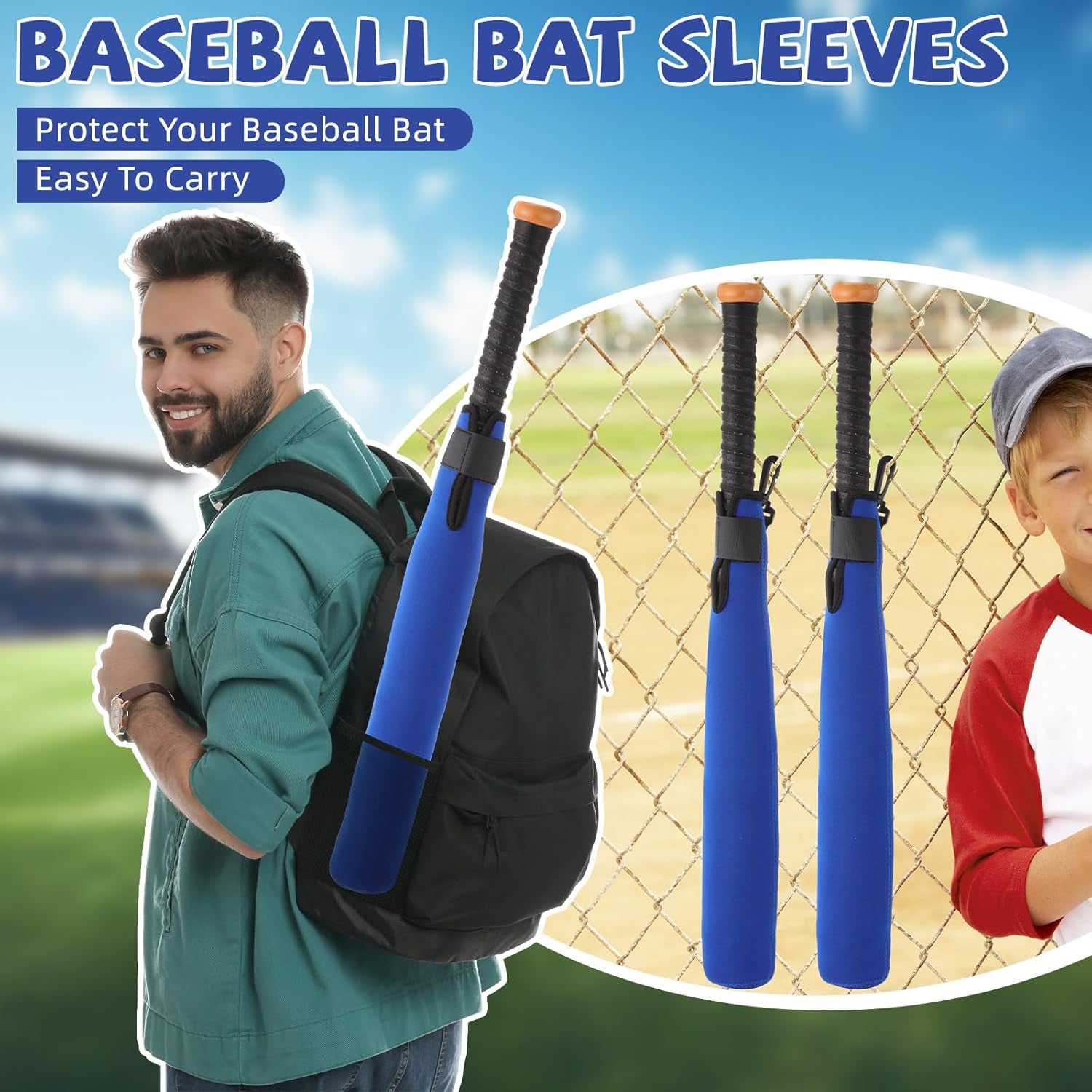 2 Pcs Baseball Sleeve Bat Warmer Softball Bat Sleeve Protector Cover for Sport