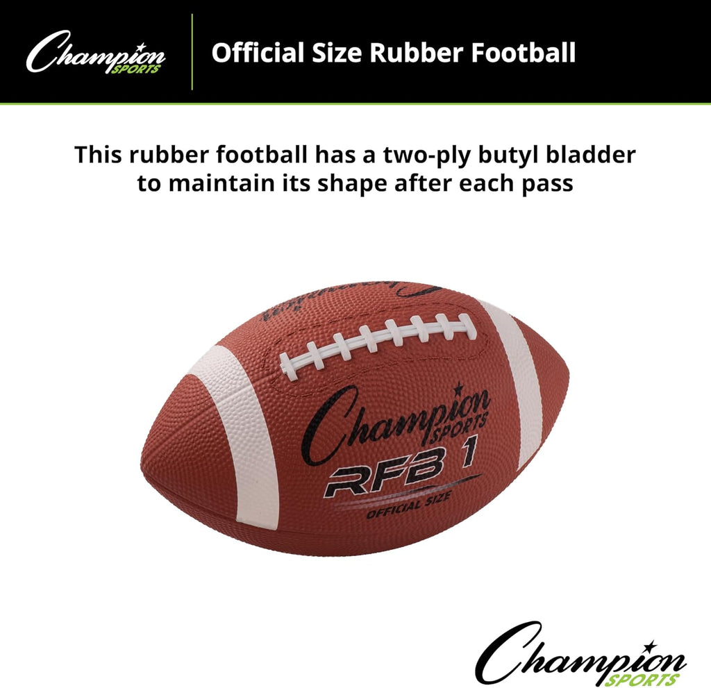 Rubber Football – Durable All-Weather Ball for Pee Wee to Official Sizes, Indoor & Outdoor Play