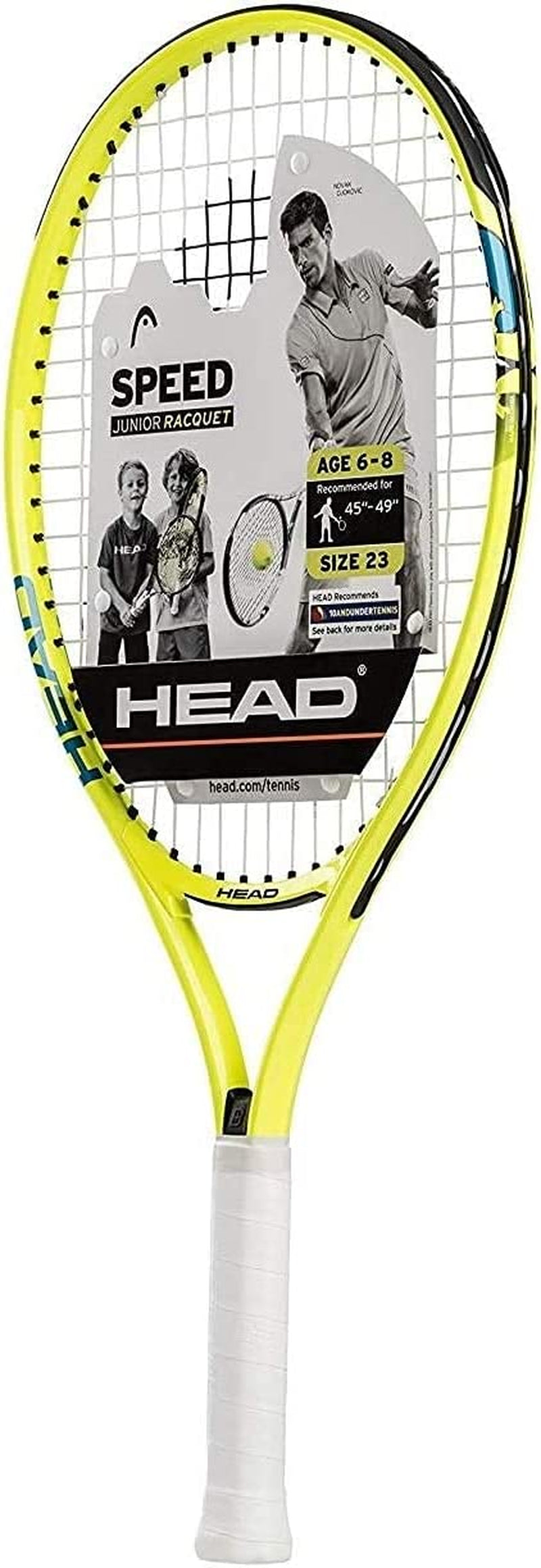 Speed 23 Junior Pre-Strung Tennis Racquet, Lightweight Youth Tennis Racket for Kids & Beginners, Durable Aluminum Frame, Age 6-8, 23 Inch, Yellow