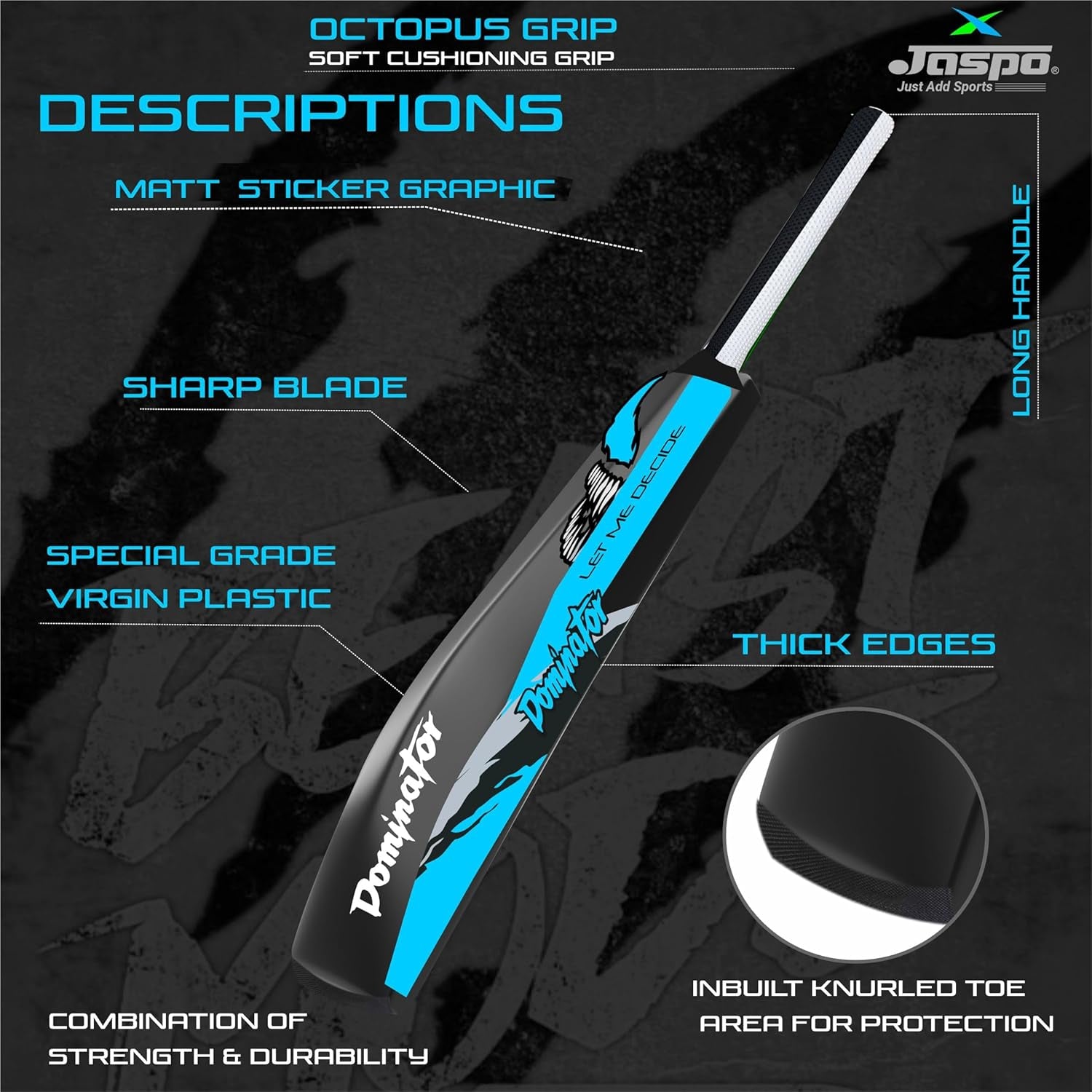 Dominator Venom Edition 34 Inches Plastic Cricket Bat,Ball Octopus Gripbest for Practicing- to Play with Soft Rubber, Tennis Wind Ball.