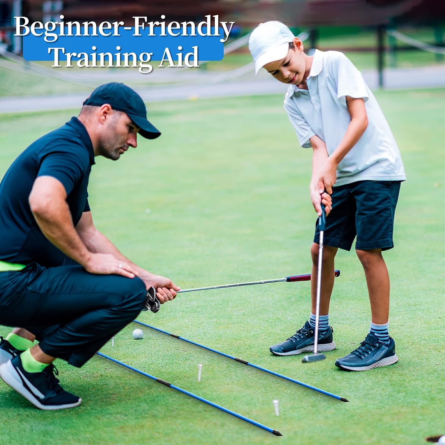 Golf Alignment Stick, 2 Set Golf Alignment Rods, 48" Collapsible Alignment Stick Golf Training Aid for Aiming, Putting, Posture Corrector, Golf Practice Sticks with Clear Tube Case