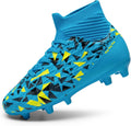 Boys Football Cleats Youth High Top Firm Ground Soccer Shoes for Little/Big Kids