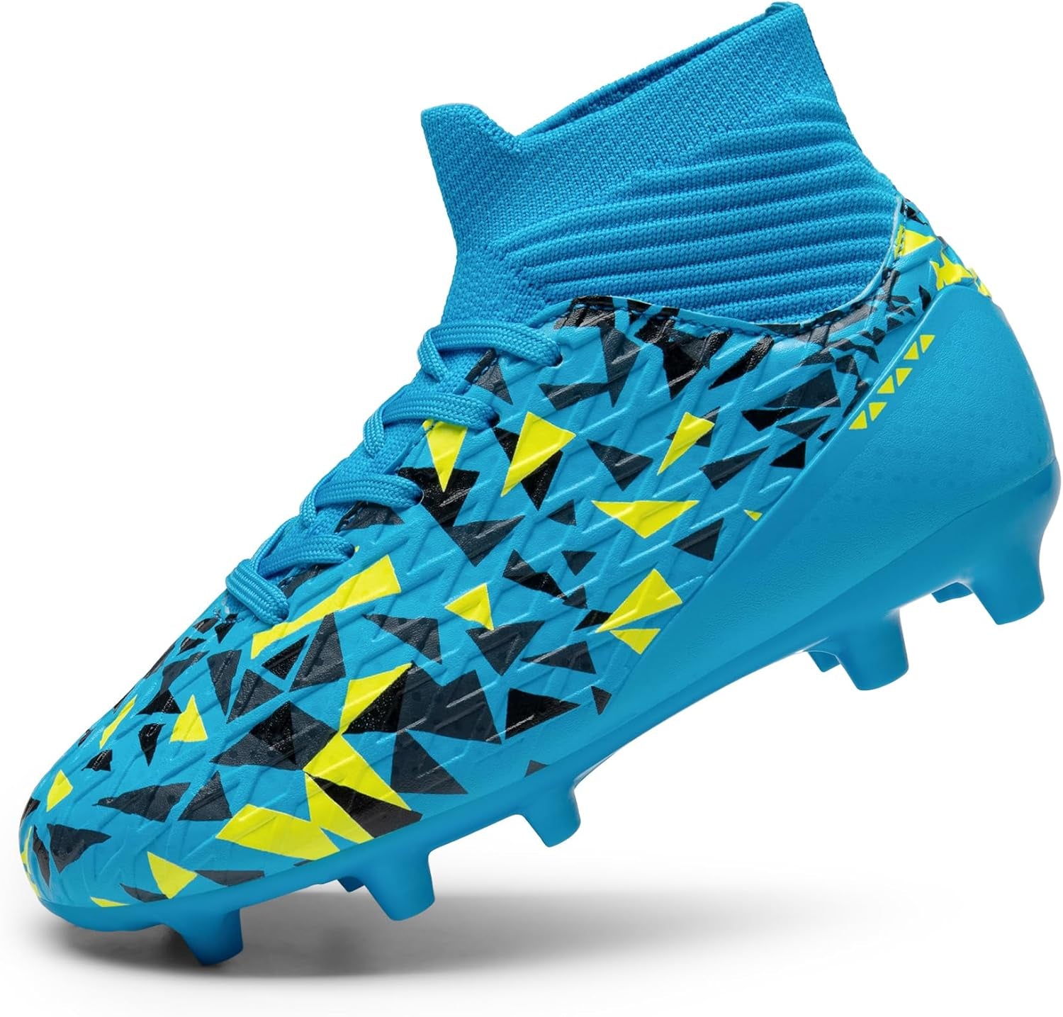 Boys Football Cleats Youth High Top Firm Ground Soccer Shoes for Little/Big Kids