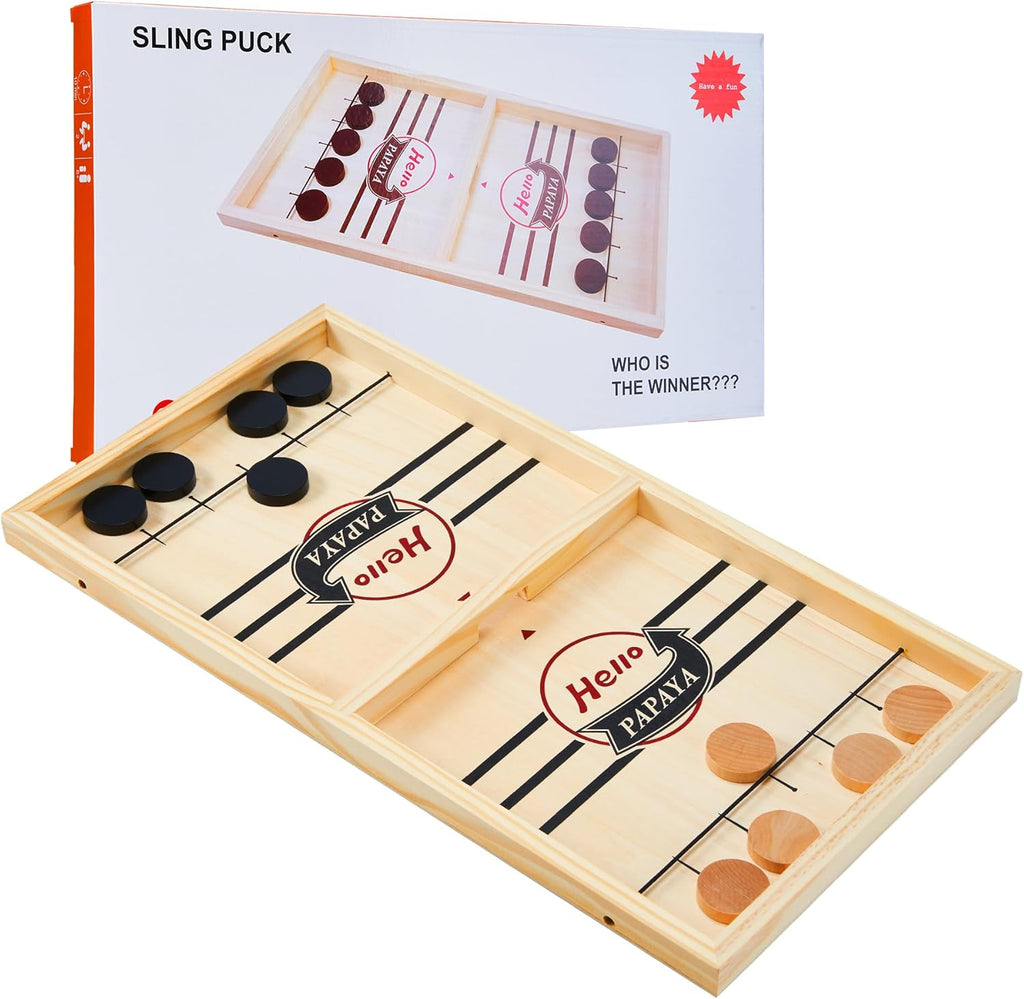 - Test Your Speed and Accuracy with This Fast-Paced Wooden Air Hockey Desktop Battle Board Game - Guaranteed Fun Gifts for Family Night or Friends Party