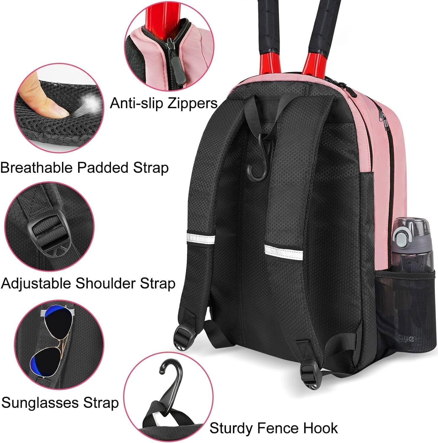 Tennis Bag Tennis Backpack for Women Men 2 Rackets with Insulated Pocket Ventilated Shoe Compartment