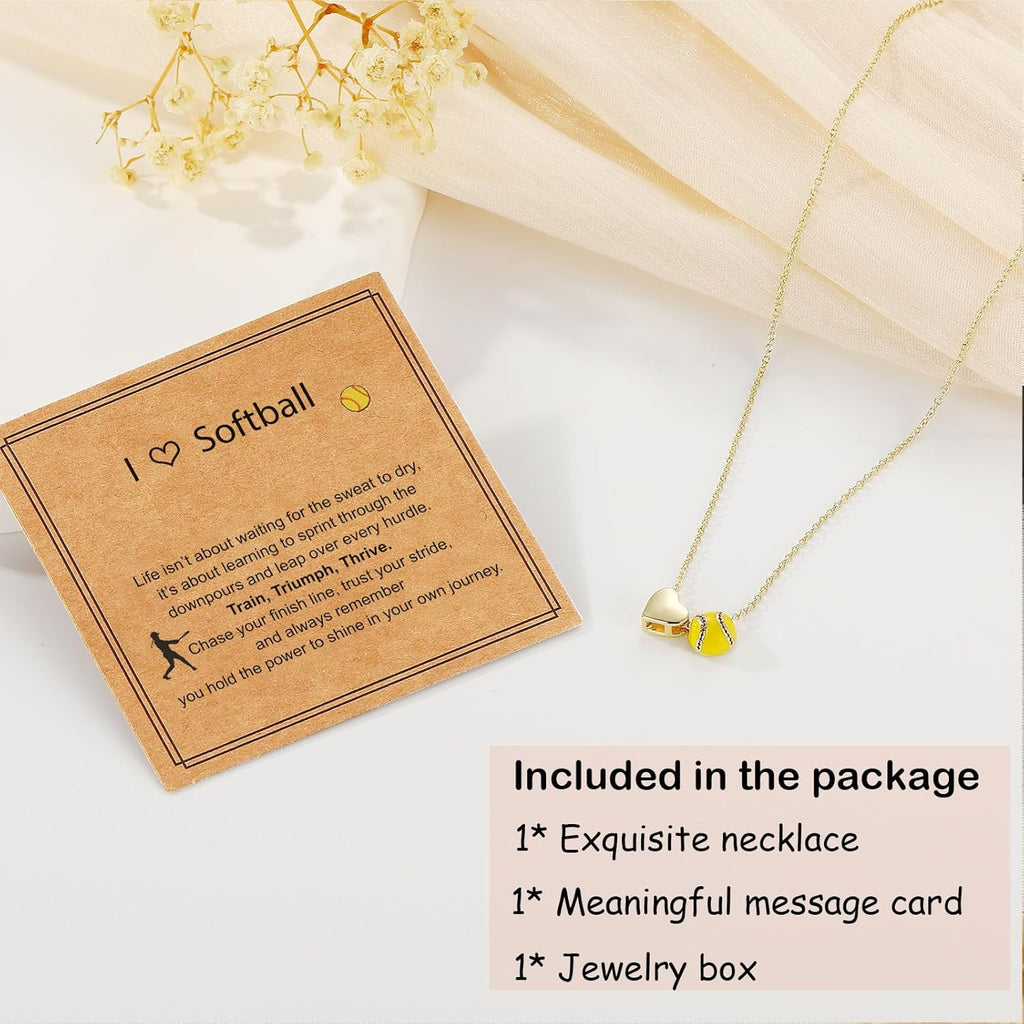 Softball/Soccer/Volleyball/Basketball Necklace for Girls Women, Sports Accessories Jewelry Gift for Lovers 16+3 Inches