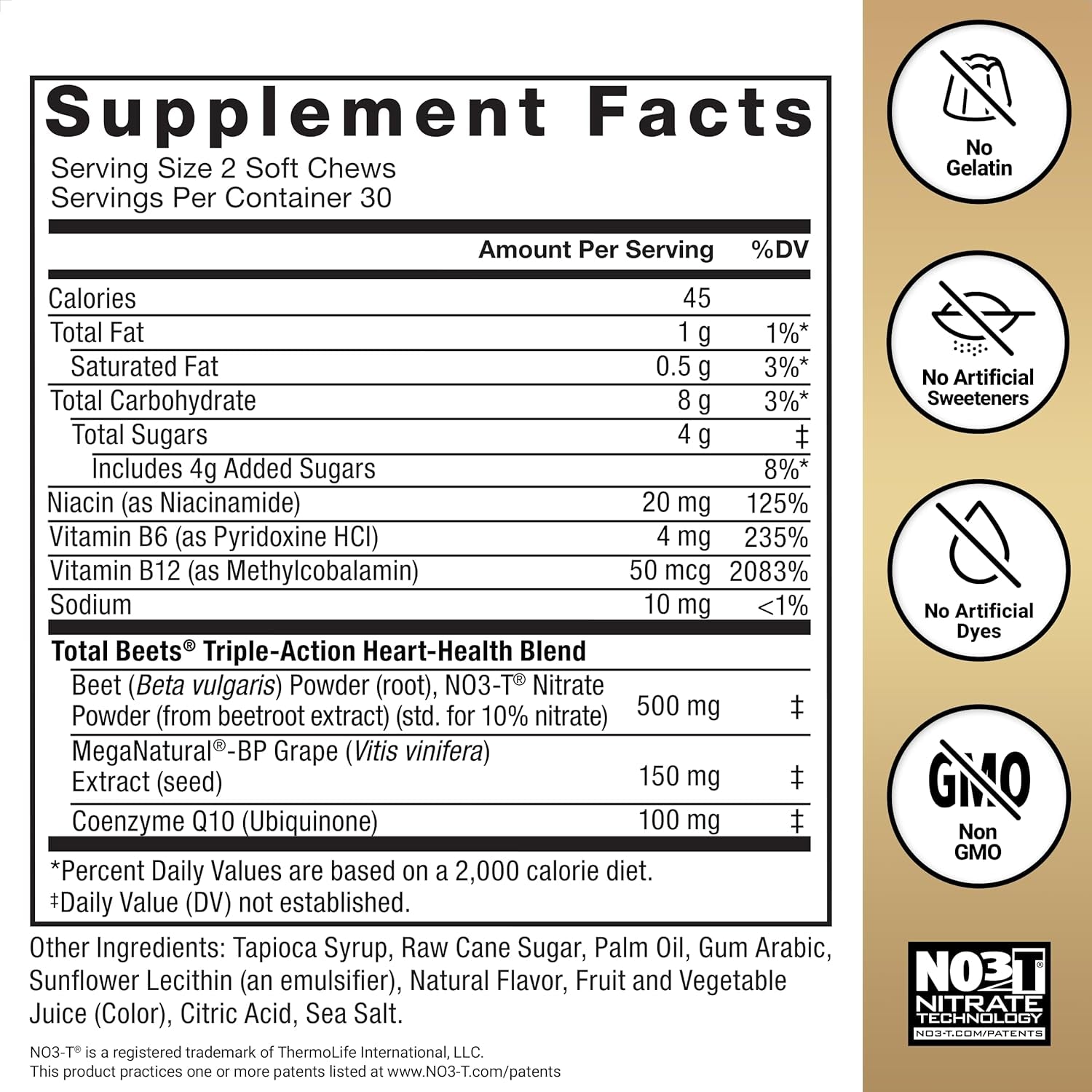 Total Beets Ultimate Heart Health Chews for Blood Pressure Support, with Beetroot Powder, Coq10, B Vitamins & Grapeseed Extract for Blood Flow & Energy, Black Cherry, 60 Soft Chews
