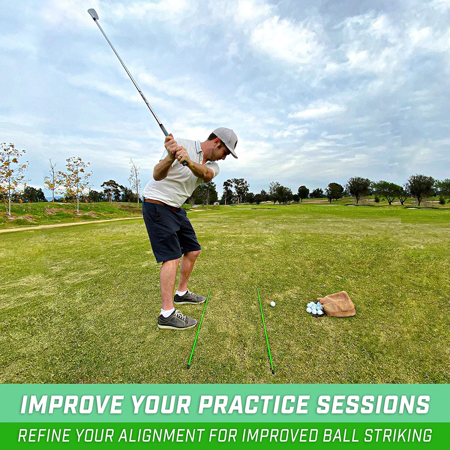 Golf Alignment Training Sticks - Choose 2 or 3 Pack - 48 Inch Golf Alignment Aid Practice Rods