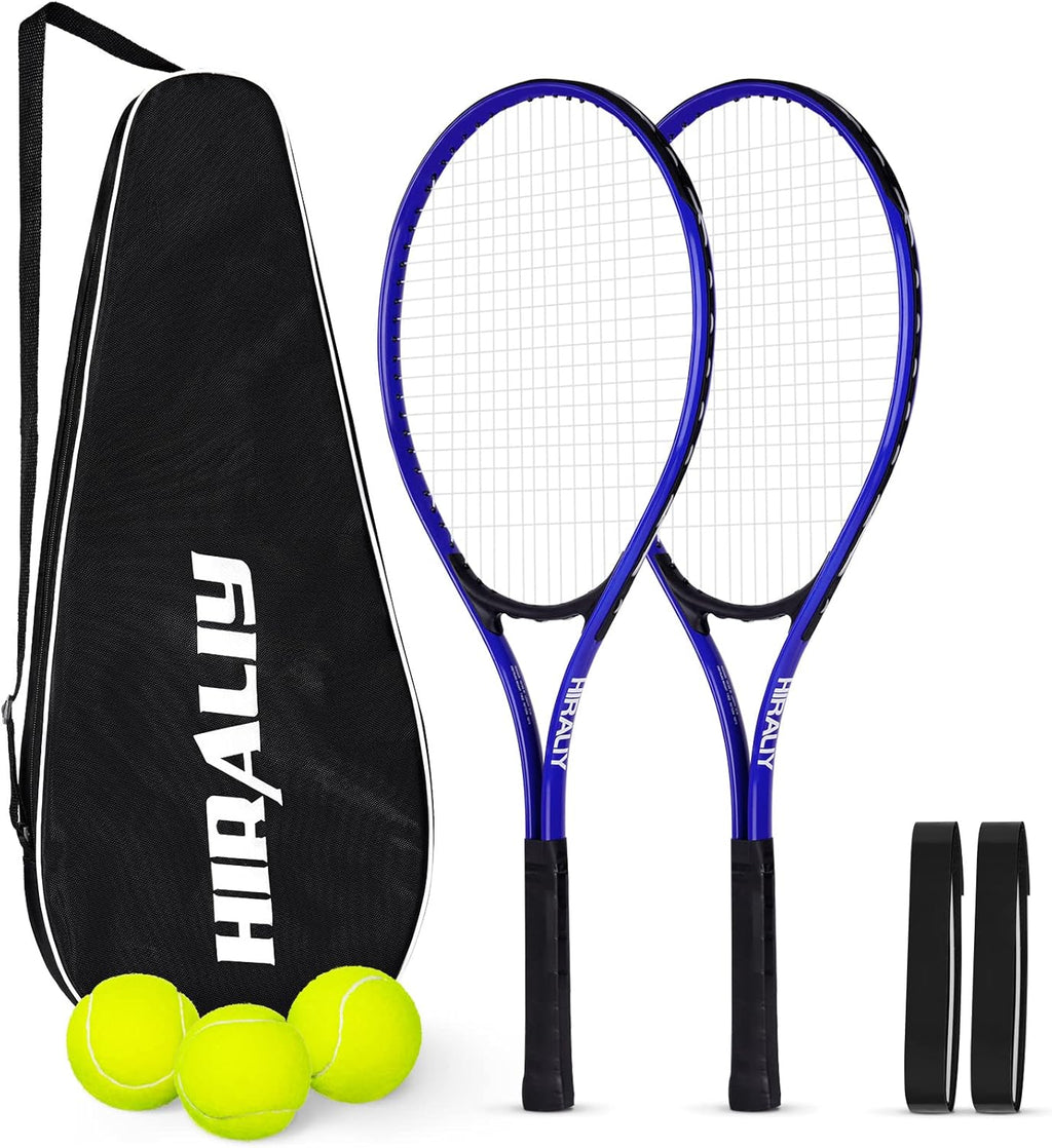 Tennis Rackets 2 Pack for Adults Beginners - 27 Inch Lightweight Aluminum Tennis Racquet Set with 3 Balls & Carry Bag - Vibration Dampening & Large Sweet Spot for Men Women Couples